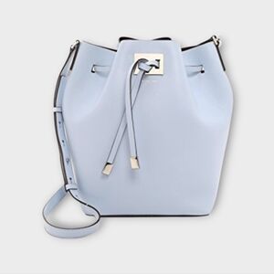Michael Kors Collection Miranda Large Light Blue Leather Bucket Bag